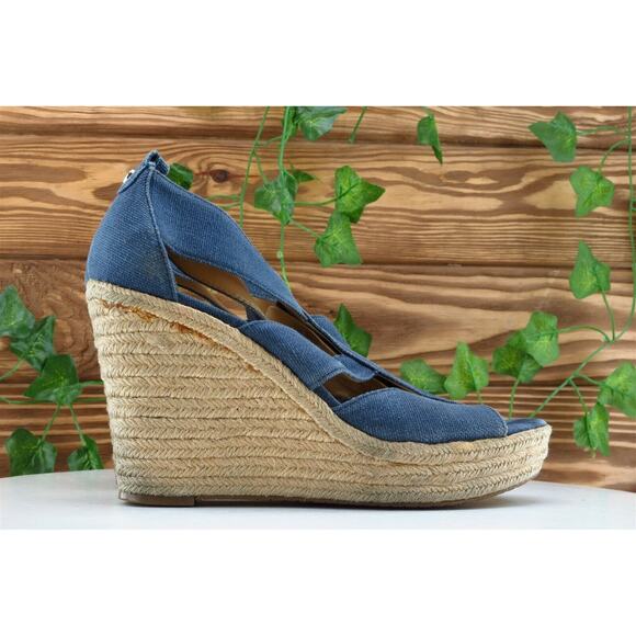 Michael Kors Sz 6.5 M Blue Gladiator Fabric Women Sandals - Picture 4 of 7